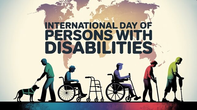 International Day of Persons with Disabilities poster showing diverse mobility aids.