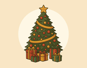 Festive Christmas Tree with Gifts