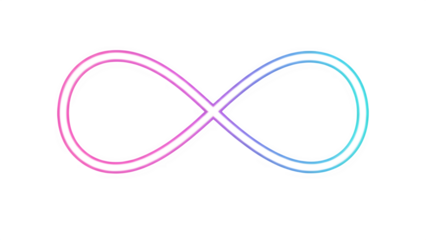 Modern infinity symbol with a vibrant gradient color scheme isolated on transparent background