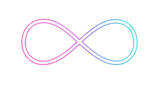 Modern infinity symbol with a vibrant gradient color scheme isolated on transparent background