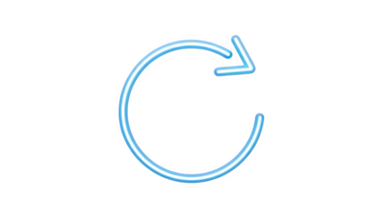 Blue circular refresh arrow icon graphic symbol isolated on transparent background