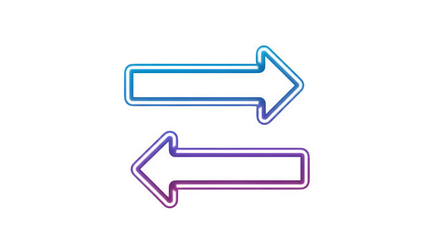 Two gradient outline arrows pointing in opposite directions, right and left, isolated on transparent background