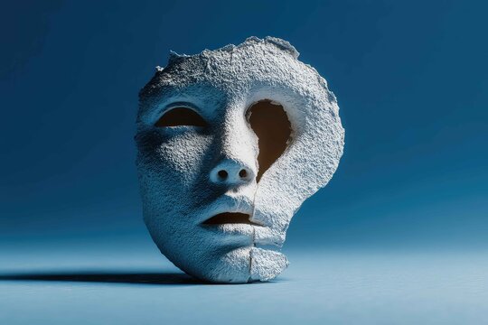 Human head cutout with hole shaped like question