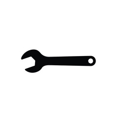 Black wrench tool silhouette on white background metal
