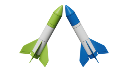 Vibrant rockets in dynamic launch, technology, innovation, and exploration concept