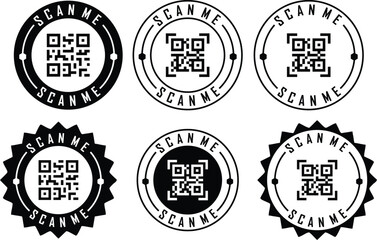 Obraz premium Interactive Scan Access Marker Vector – Modern QR Prompt Badge Design