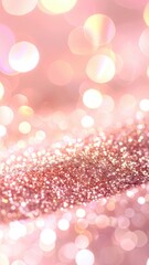 Pink glitter and bokeh background. Soft, shiny, and dreamy light