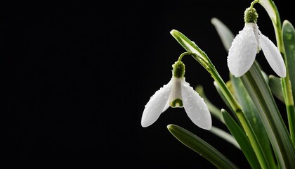 Snowdrop Flower On Black With Copyspace