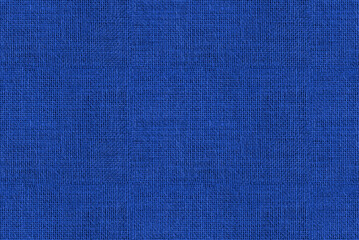 Blue fabric background – seamless texture of textile material. Long, wide woven linen cloth swatch.