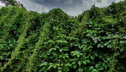 A Dense Tangled Mass Of Overgrown Green Vines Like Bindweed And Ivy