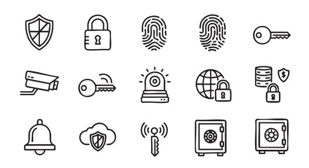 Security vector icons in modern minimalist design for multiple applications