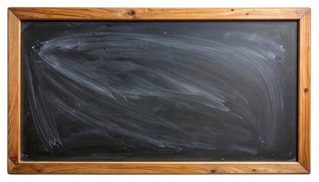 Smudged blackboard with wooden frame, blank canvas for education, learning, and lessons - Powered by Adobe