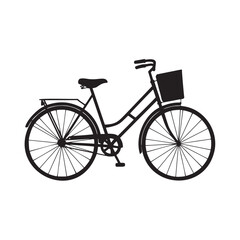 Stylish city bike illustration with front basket, perfect for urban lifestyle designs, eco-friendly transport campaigns, and vintage-inspired branding projects