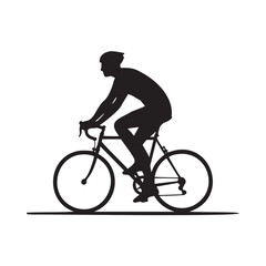 Dynamic silhouette of cyclist riding, perfect for active lifestyle brands, fitness apps, or sports marketing campaigns, conveying speed, health, and determination