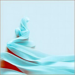 Abstract flowing fabric form in soft pastel blue minimalist scene