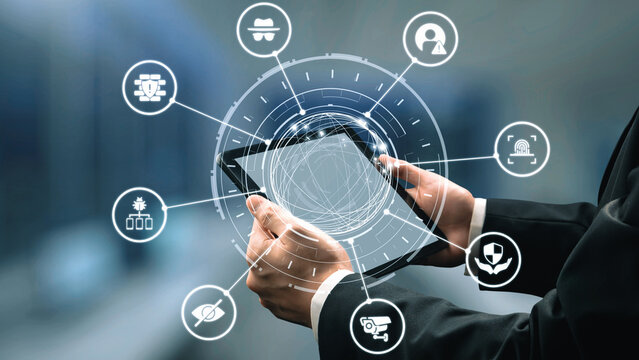 Cyber security icons show cyber attack defense, malware protection, and data security. Cybersecurity prevents hacking, ensures safety, and strengthens cyber attack resilience. Gist