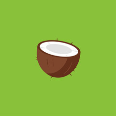 Brown coconut Half icon logo flat vector design