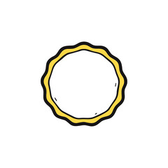 Gold Scalloped Circle Badge icon logo flat vector design