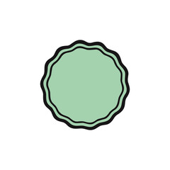 Pastel Green Scalloped Circle Badge icon logo flat vector design