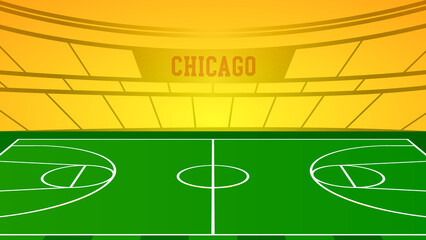 Chicago Basketball City Name and Ground Field with Colorful Background , Vector Illustration Abstract image