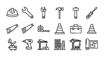 Obraz premium Construction tools icon set simple design for building and carpentry