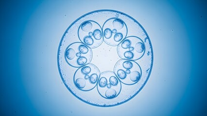 Microscopic view of a circular biological cell structure or colony.