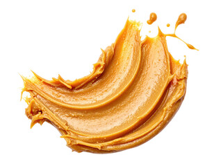 Fototapeta premium Close-up of smooth, light-brown, thick creamy peanut butter spread with unique texture