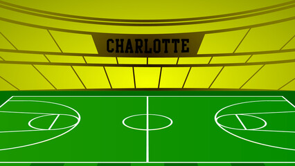Charlotte Basketball City Name and Ground Field with Colorful Background , Vector Illustration Abstract image