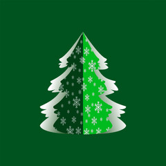 Vector Paper Christmas Trees with snowflakes