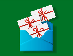 3D letter icon with White gift cards