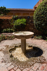 Malaga, Spain - August 06, 2024: Fountain in Malaga, Spain