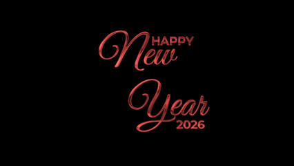 Happy new year 2026 image in red lettering against a black background. Perfect for new years eve party invitations or social media posts.
