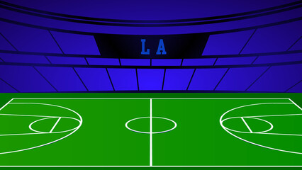 LA Basketball City Name and Ground Field with Colorful Background , Vector Illustration Abstract image