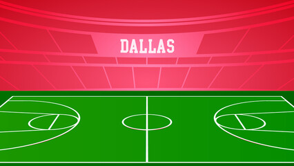 Dallas Basketball City Name and Ground Field with Colorful Background , Vector Illustration Abstract image