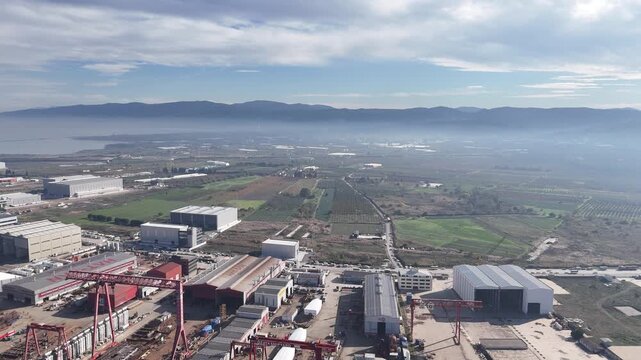 
Footage combining natural landscapes with industrial elements, showing the contrast and interaction between nature and human-made structures. The scene highlights themes of environment, industry, sus
