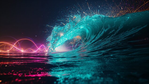 Neon Wave Abstract Background