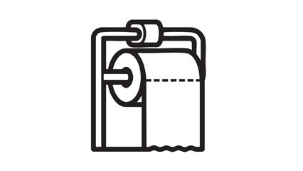 Simple Line Icon Representing a Toilet Paper Roll on a Holder