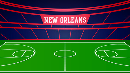 New Orleans Basketball City Name and Ground Field with Colorful Background , Vector Illustration Abstract image