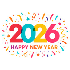 2026 happy new year confetti celebration vector