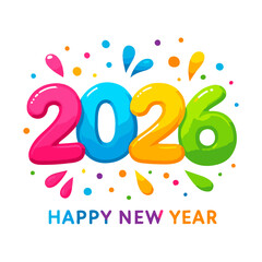 2026 happy new year confetti celebration vector