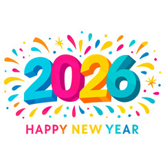 2026 happy new year confetti celebration vector