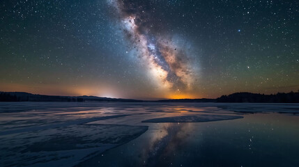 Milky Way Over Frozen Lake