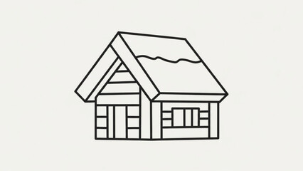 Charming cabin drawing radiates simple, modern style, perfect for real estate, architecture, or holiday designs with a cozy, minimalist aesthetic
