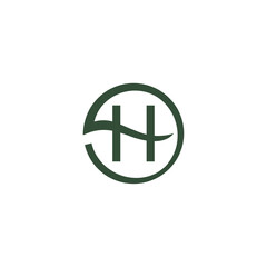 Minimalist Letter H and Circle leaf logo concept vector icon