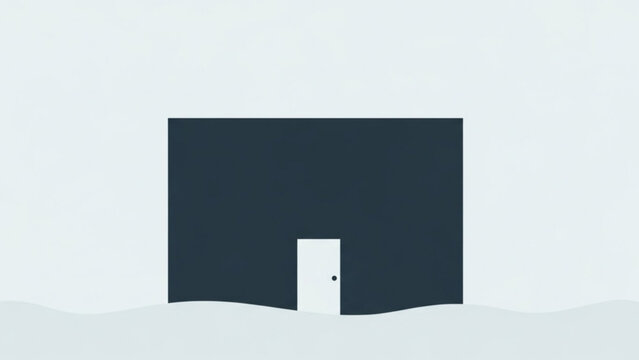 Minimalist home design with a bright door, symbolizing new beginnings and modern architecture in a simple, conceptual style for real estate marketing