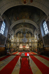 Novi Sad, Serbia - November 22, 2025: Old frescoes in orthodox church in Novi Sad, Serbia.