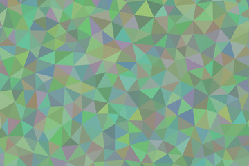 Obraz premium Geometric mosaic of green, blue, and yellow triangles creating an abstract polygonal pattern design