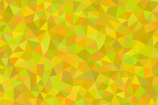 Abstract geometric background with triangular polygons in shades of yellow, orange, and green creating a mosaic pattern