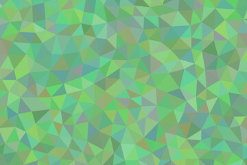 An abstract low poly background with a vibrant mix of green, blue, and brown hues creating a mosaic pattern