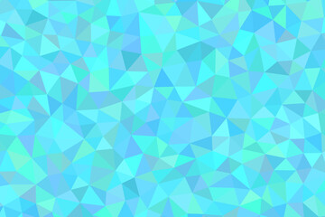 Abstract polygonal background with light blue, cyan, and green triangles creating a mosaic pattern design